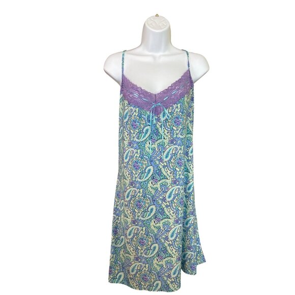 Secret Treasures Y2K Slip Dress Nightgown 3X Paisley Lace Purple Cottagecore - Picture 1 of 8